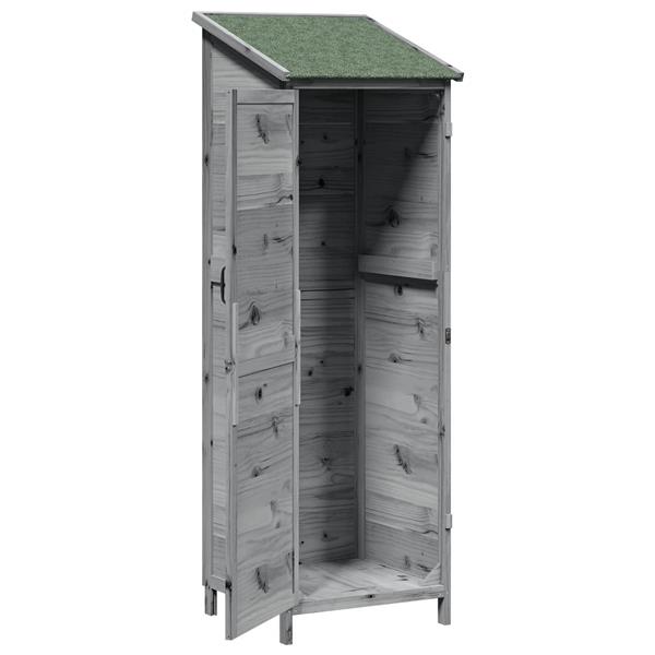 Grote foto vidaxl tuinschuur grijs 59 5 x 56 x 176 5 cm bewerkt hout tuin en terras tuinhuisjes en blokhutten