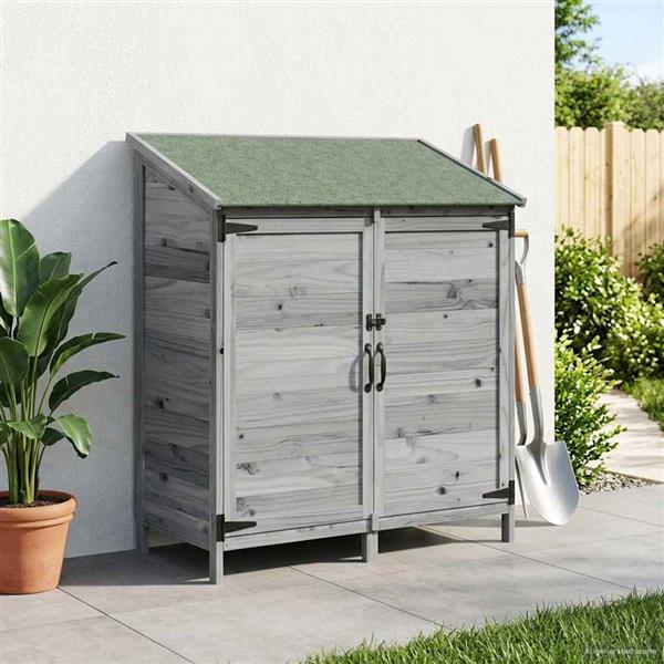 Grote foto vidaxl tuinschuur grijs 106 5 x 56 x 113 5 cm bewerkt hout tuin en terras tuinhuisjes en blokhutten