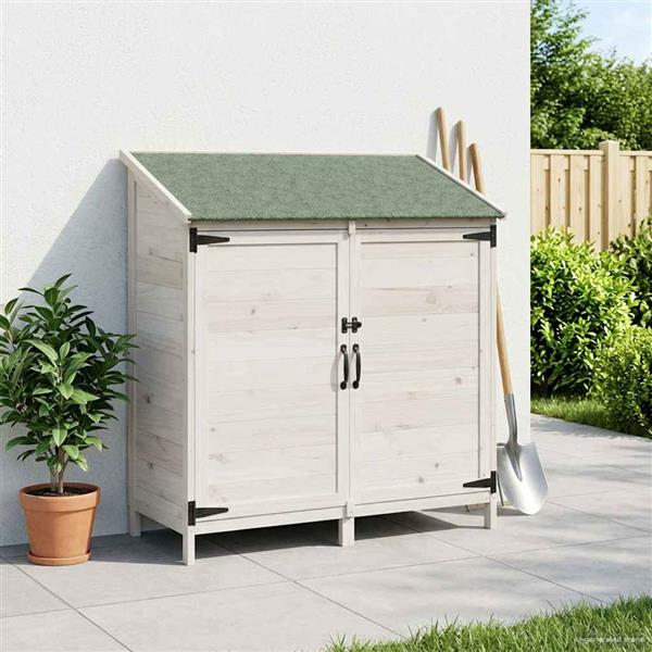 Grote foto vidaxl tuinschuur wit 106 5 x 56 x 113 5 cm bewerkt hout tuin en terras tuinhuisjes en blokhutten