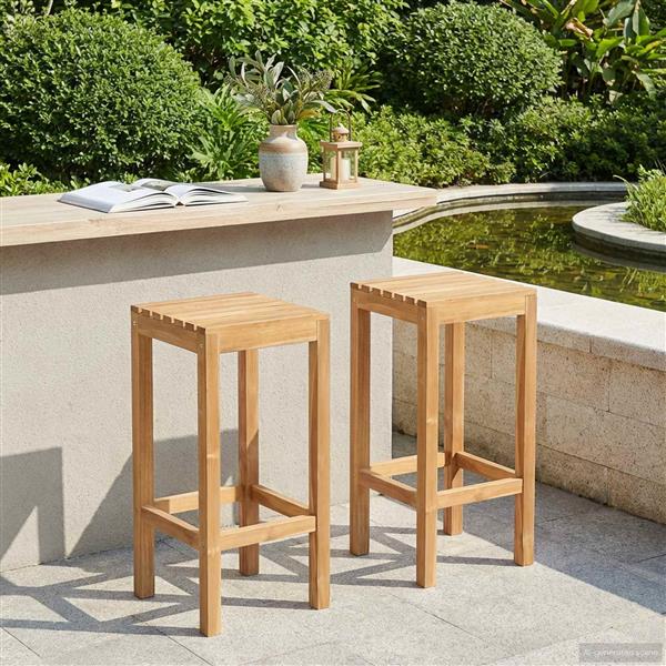 Grote foto vidaxl barkruk 2 pcs bruin massief teakhout tuin en terras tuinmeubelen