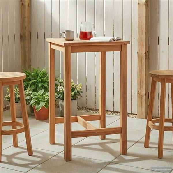 Grote foto vidaxl bartafel naturel 60 x 60 x 105 cm massief teakhout tuin en terras tuinmeubelen