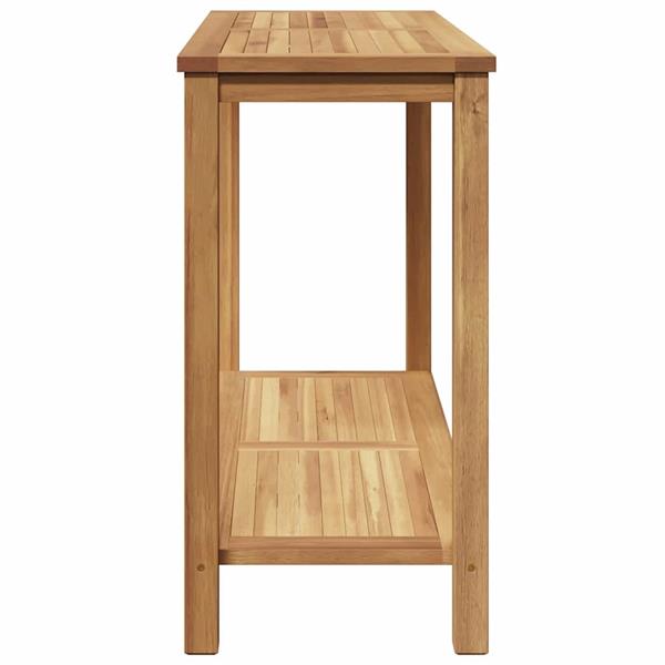 Grote foto vidaxl wandtafel met opslag bruin 110 x 40 x 75 cm massief teakhout tuin en terras tuinmeubelen