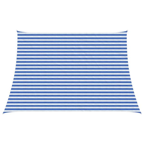 Grote foto vidaxl zonneschaduwzeil blauw en wit 4 5 x 3 m hdpe tuin en terras overige tuin en terras