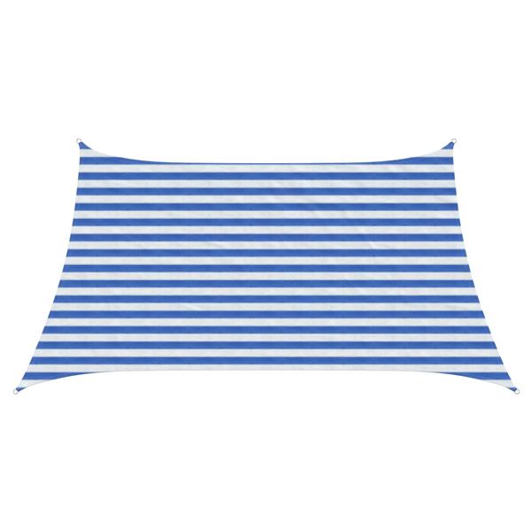 Grote foto vidaxl zonneschaduwzeil blauw en wit 3 4 x 2 m hdpe tuin en terras overige tuin en terras