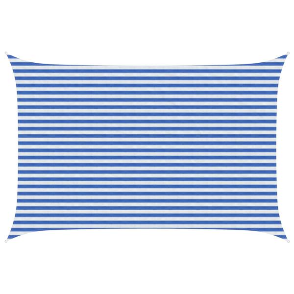 Grote foto vidaxl zonneschaduwzeil blauw en wit 3 x 4 m hdpe tuin en terras overige tuin en terras