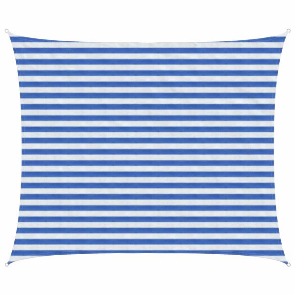 Grote foto vidaxl zonneschaduwzeil blauw en wit 2 5 x 3 m hdpe tuin en terras overige tuin en terras