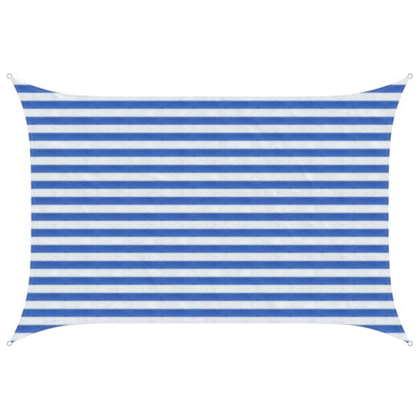 Grote foto vidaxl zonneschaduwzeil blauw en wit 2 x 2 5 m hdpe tuin en terras overige tuin en terras