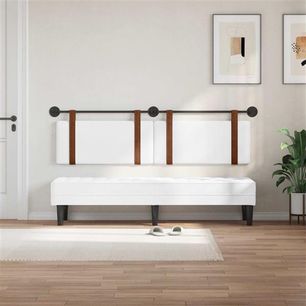 Grote foto vidaxl hangend hoofdeinde wandgemonteerd wit 190 x 55 x 5 cm antiek pu antiek en kunst stoelen en banken