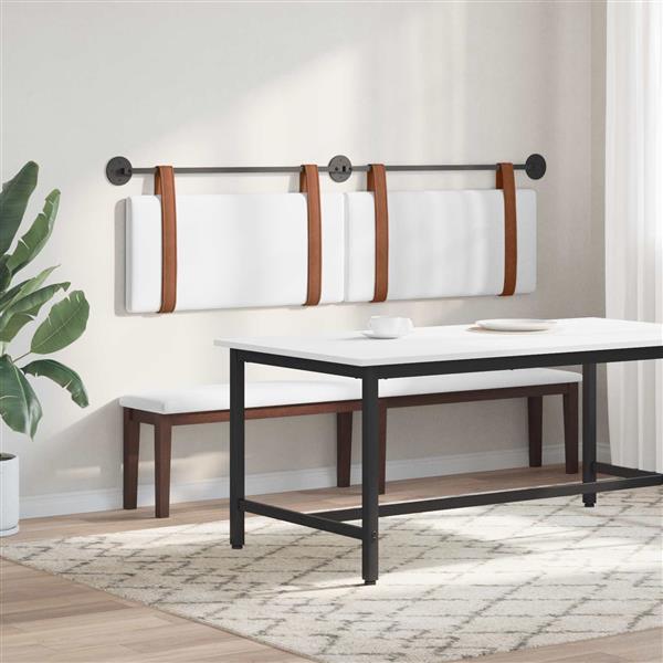 Grote foto vidaxl hangend hoofdeinde wandgemonteerd wit 190 x 55 x 5 cm antiek pu antiek en kunst stoelen en banken