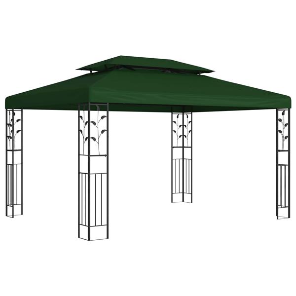 Grote foto vidaxl prieel 3 97 x 2 96 x 2 68 m groen polyester en staal tuin en terras overige tuin en terras