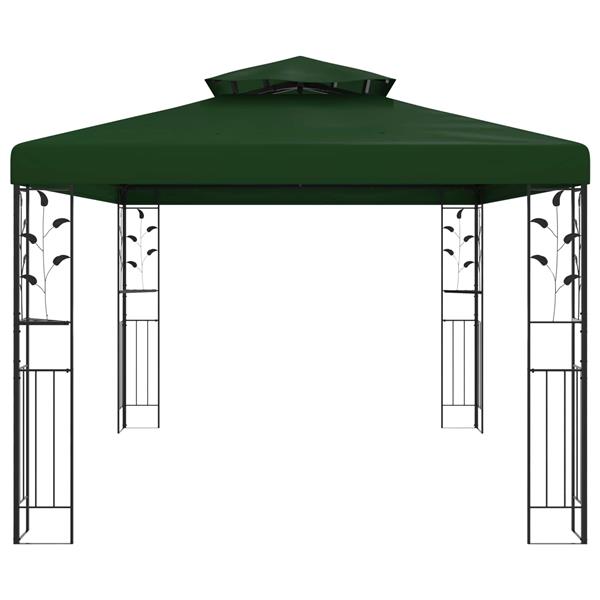 Grote foto vidaxl prieel 3 97 x 2 96 x 2 68 m groen polyester en staal tuin en terras overige tuin en terras