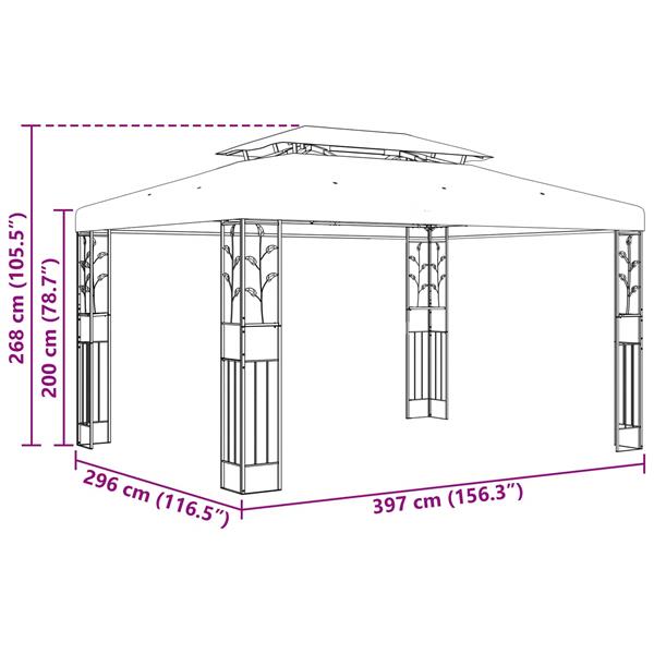 Grote foto vidaxl prieel 3 97 x 2 96 x 2 68 m groen polyester en staal tuin en terras overige tuin en terras