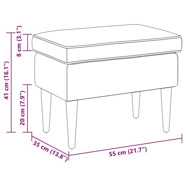 Grote foto vidaxl voetenbank 55 x 35 x 41 cm 100 polyester multiplex huis en inrichting stoelen
