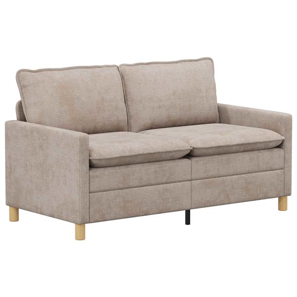 Grote foto vidaxl bank beige 156 x 81 x 87 5 cm polyester huis en inrichting bankstellen