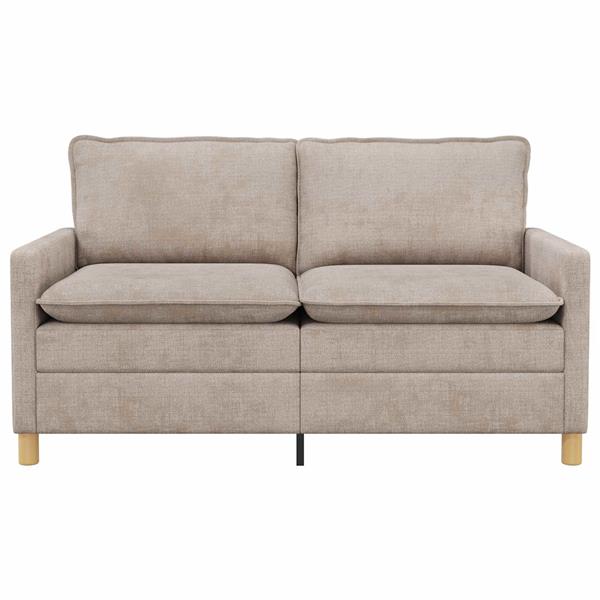 Grote foto vidaxl bank beige 156 x 81 x 87 5 cm polyester huis en inrichting bankstellen