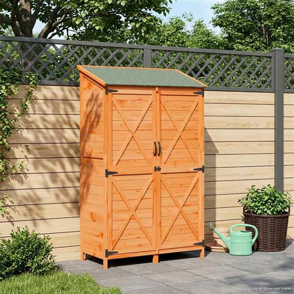 Grote foto vidaxl tuinschuur bruin 106 x 56 x 176 5 cm bewerkt hout tuin en terras tuinhuisjes en blokhutten
