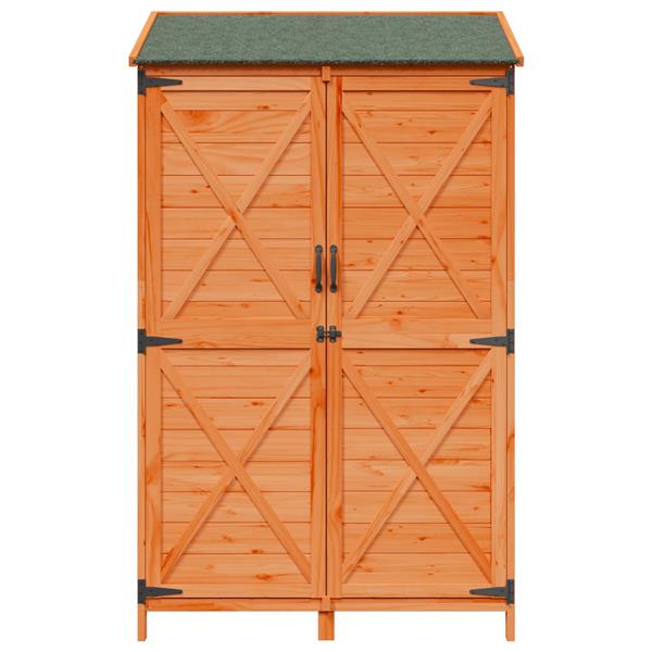 Grote foto vidaxl tuinschuur bruin 106 x 56 x 176 5 cm bewerkt hout tuin en terras tuinhuisjes en blokhutten