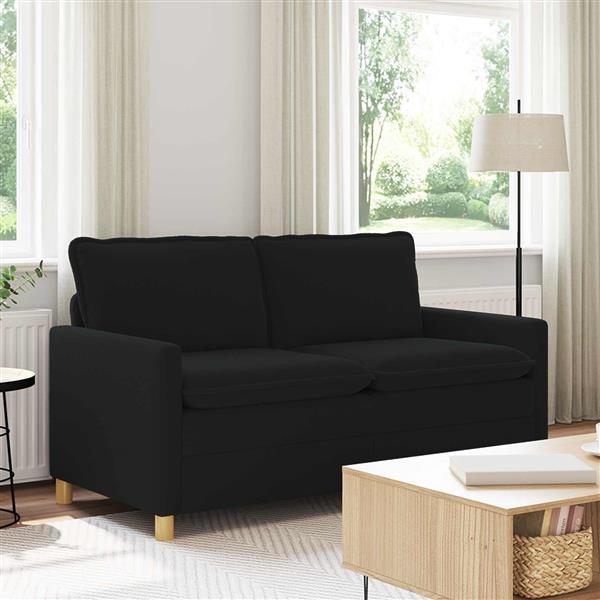 Grote foto vidaxl bank zwart 156 x 81 x 87 5 cm stof huis en inrichting bankstellen