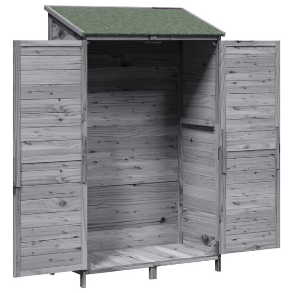 Grote foto vidaxl tuinschuur grijs 106 x 56 x 176 5 cm bewerkt hout tuin en terras tuinhuisjes en blokhutten