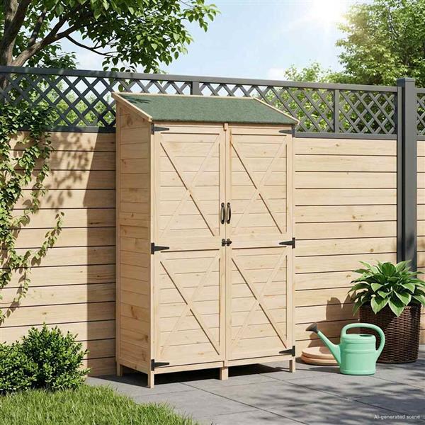 Grote foto vidaxl tuinschuur naturel 106 x 56 x 176 5 cm bewerkt hout tuin en terras tuinhuisjes en blokhutten