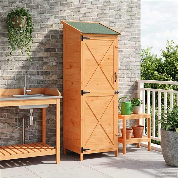 Grote foto vidaxl tuinschuur bruin 59 5 x 56 x 176 5 cm bewerkt hout tuin en terras tuinhuisjes en blokhutten