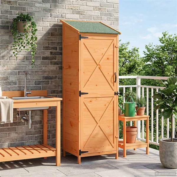 Grote foto vidaxl tuinschuur bruin 59 5 x 56 x 176 5 cm bewerkt hout tuin en terras tuinhuisjes en blokhutten