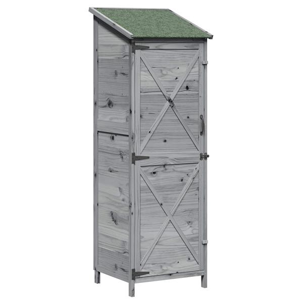 Grote foto vidaxl tuinschuur grijs 59 5 x 56 x 176 5 cm bewerkt hout tuin en terras tuinhuisjes en blokhutten