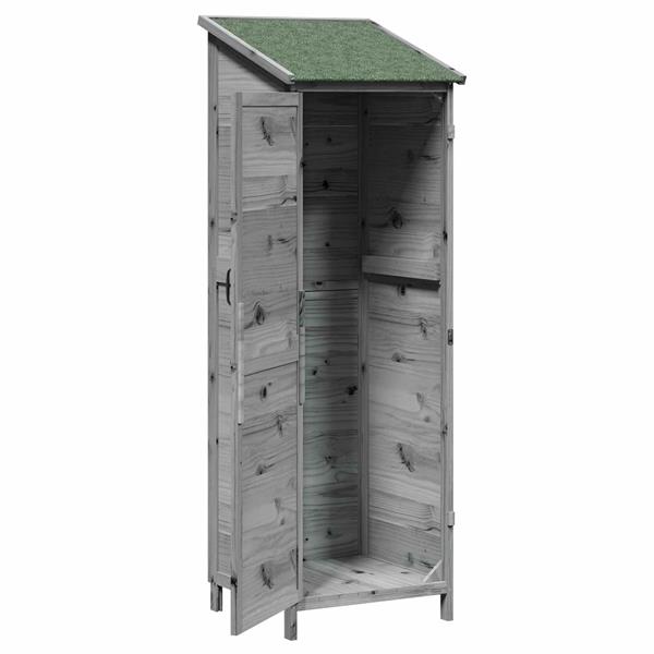 Grote foto vidaxl tuinschuur grijs 59 5 x 56 x 176 5 cm bewerkt hout tuin en terras tuinhuisjes en blokhutten