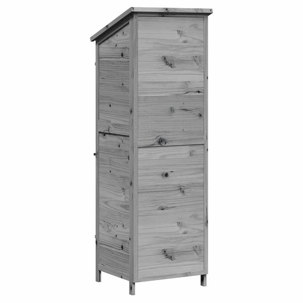 Grote foto vidaxl tuinschuur grijs 59 5 x 56 x 176 5 cm bewerkt hout tuin en terras tuinhuisjes en blokhutten