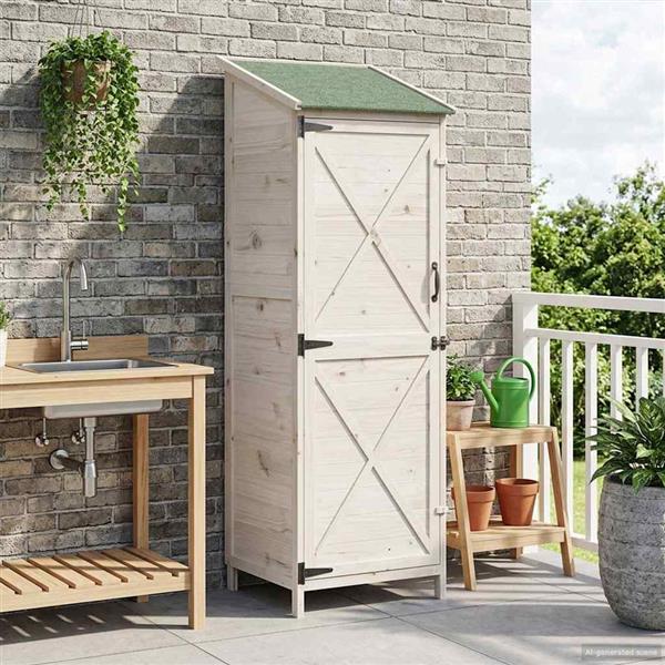 Grote foto vidaxl tuinschuur wit 59 5 x 56 x 176 5 cm bewerkt hout tuin en terras tuinhuisjes en blokhutten