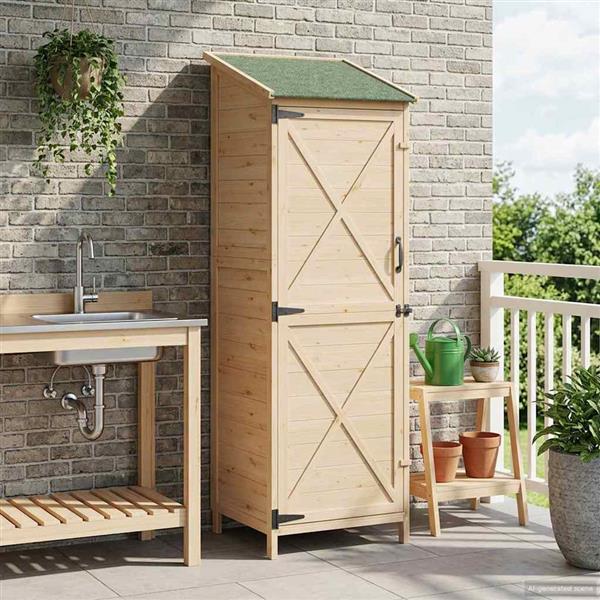 Grote foto vidaxl tuinschuur naturel 59 5 x 56 x 176 5 cm bewerkt hout tuin en terras tuinhuisjes en blokhutten