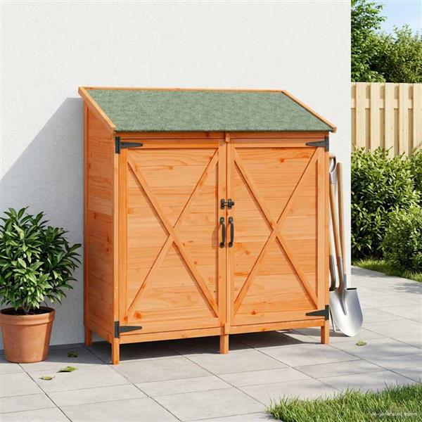 Grote foto vidaxl tuinschuur bruin 106 x 56 x 113 5 cm bewerkt hout tuin en terras tuinhuisjes en blokhutten