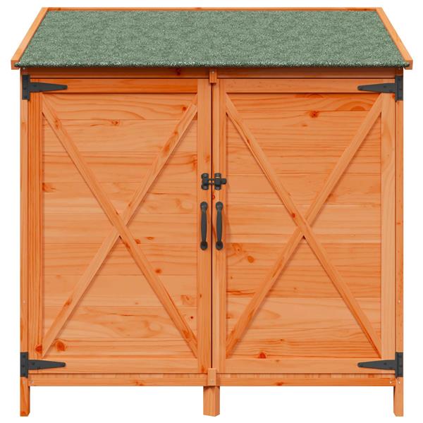 Grote foto vidaxl tuinschuur bruin 106 x 56 x 113 5 cm bewerkt hout tuin en terras tuinhuisjes en blokhutten