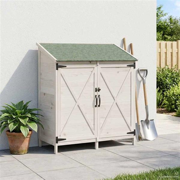 Grote foto vidaxl tuinschuur wit 106 x 56 x 113 5 cm bewerkt hout tuin en terras tuinhuisjes en blokhutten