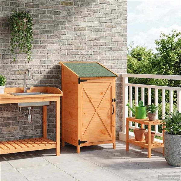 Grote foto vidaxl tuinschuur bruin 59 5 x 56 x 113 5 cm bewerkt hout tuin en terras tuinhuisjes en blokhutten