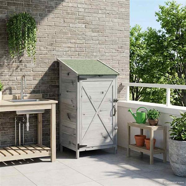 Grote foto vidaxl tuinschuur grijs 59 5 x 56 x 113 5 cm bewerkt hout tuin en terras tuinhuisjes en blokhutten