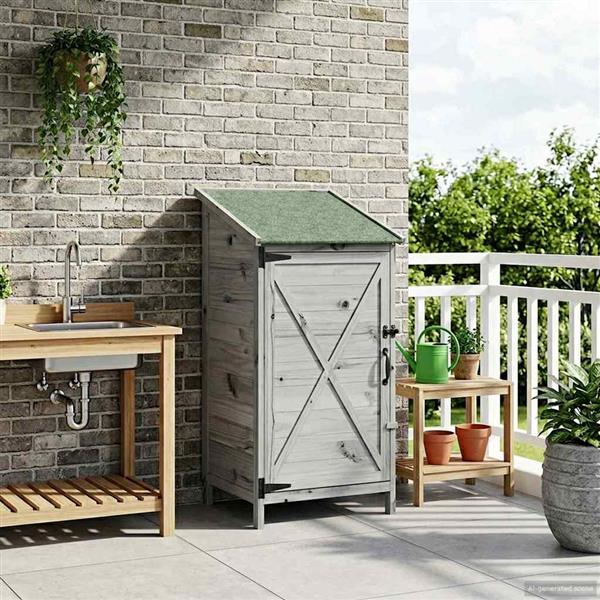 Grote foto vidaxl tuinschuur grijs 59 5 x 56 x 113 5 cm bewerkt hout tuin en terras tuinhuisjes en blokhutten