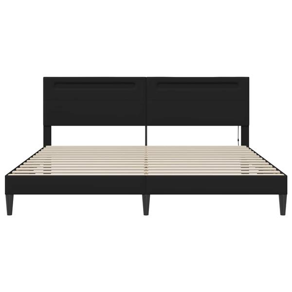 Grote foto vidaxl bedframe met led stripverlichting zwart 180 x 200 cm kunstleer antiek en kunst stoelen en banken