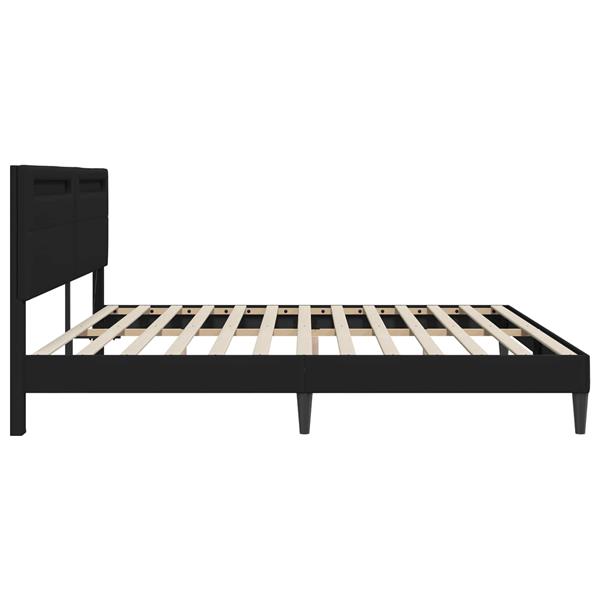 Grote foto vidaxl bedframe met led stripverlichting zwart 180 x 200 cm kunstleer antiek en kunst stoelen en banken