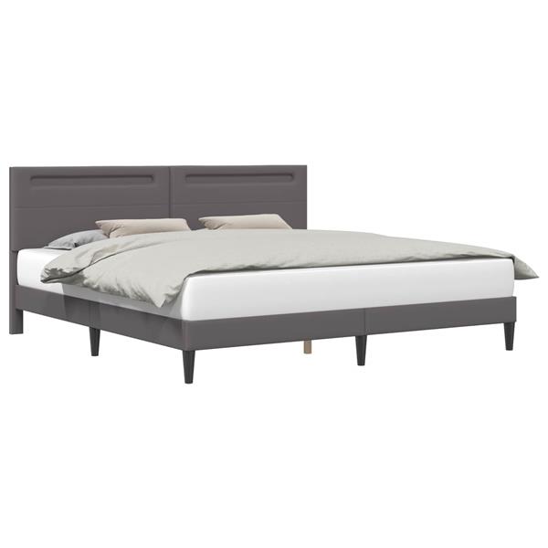 Grote foto vidaxl bedframe met led stripverlichting grijs 180 x 200 cm kunstleer antiek en kunst stoelen en banken