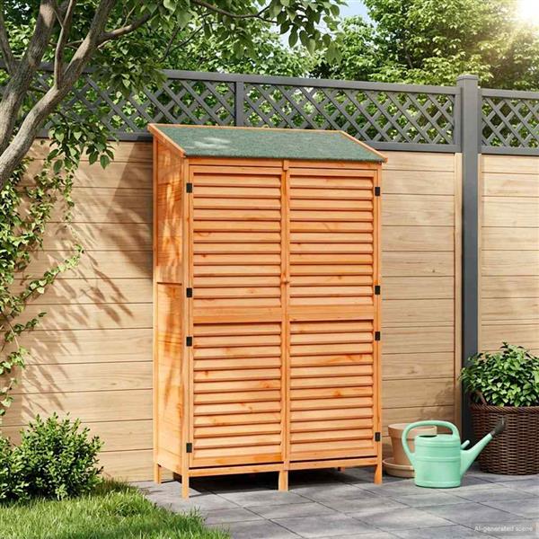 Grote foto vidaxl tuinschuur bruin 106 x 56 x 176 5 cm massief vurenhout tuin en terras tuinhuisjes en blokhutten