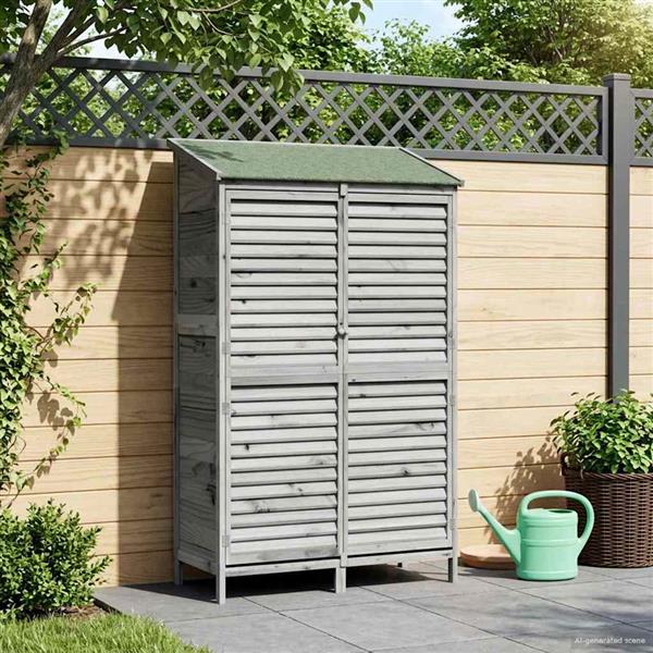 Grote foto vidaxl tuinschuur grijs 106 x 56 x 176 5 cm massief vurenhout tuin en terras tuinhuisjes en blokhutten