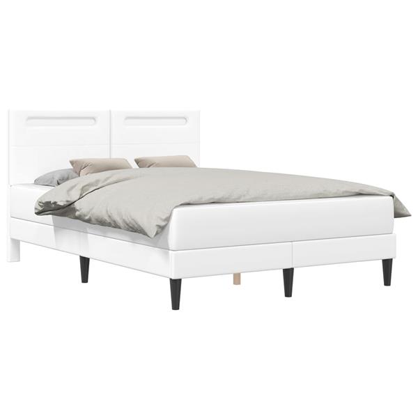 Grote foto vidaxl bedframe met led stripverlichting wit 140 x 200 cm kunstleer antiek en kunst stoelen en banken