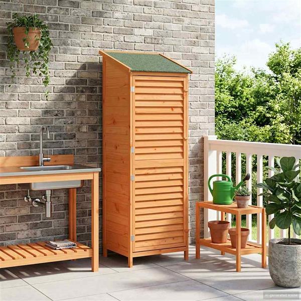 Grote foto vidaxl tuinschuur bruin 59 x 56 x 176 cm massief vurenhout tuin en terras tuinhuisjes en blokhutten