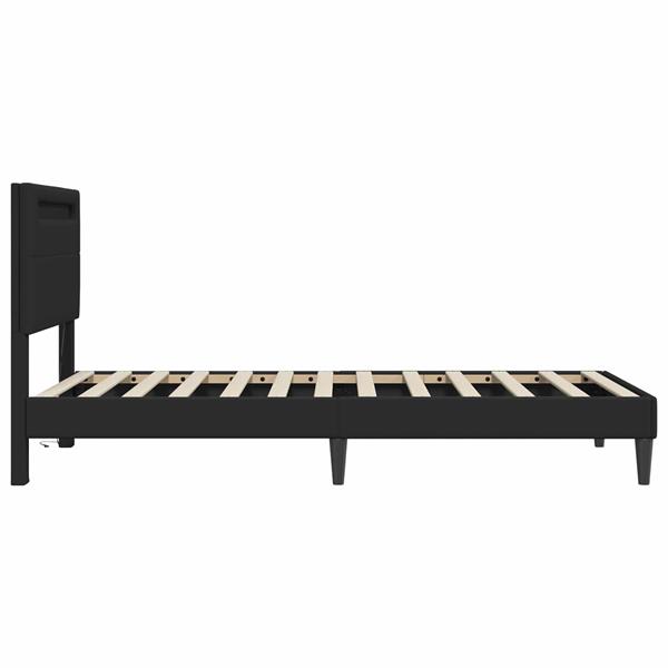 Grote foto vidaxl bedframe met led stripverlichting zwart 90 x 190 cm kunstleer antiek en kunst stoelen en banken