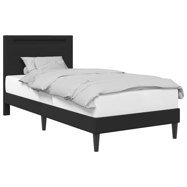 Grote foto vidaxl bedframe met led stripverlichting zwart 80 x 200 cm kunstleer antiek en kunst stoelen en banken