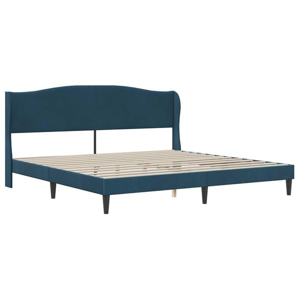 Grote foto vidaxl bedframe met hoofdeinde blauw 200 x 200 cm fluweel antiek en kunst stoelen en banken