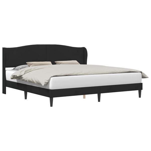 Grote foto vidaxl bedframe met hoofdeinde zwart 200 x 200 cm fluweel antiek en kunst stoelen en banken