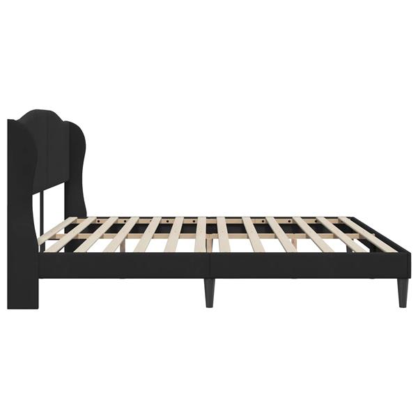 Grote foto vidaxl bedframe met hoofdeinde zwart 200 x 200 cm fluweel antiek en kunst stoelen en banken