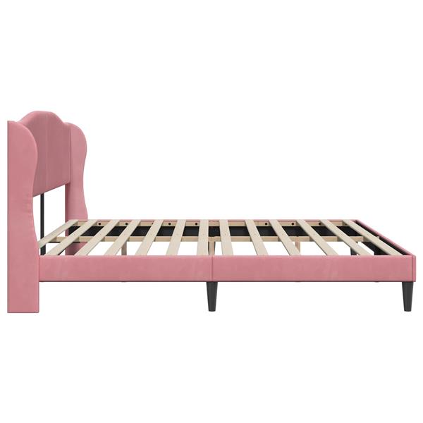 Grote foto vidaxl bedframe met hoofdeinde roze 200 x 200 cm fluweel antiek en kunst stoelen en banken